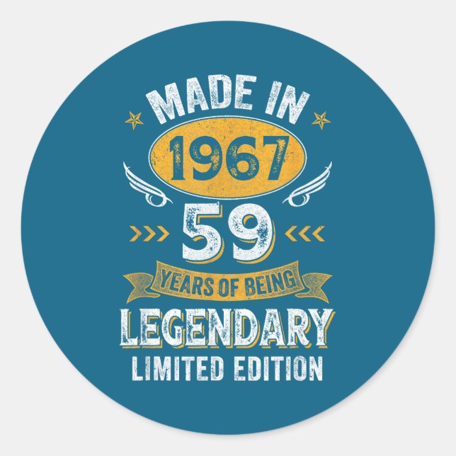 Sticker Rond Vintage 1967 59 Ans (Devant)