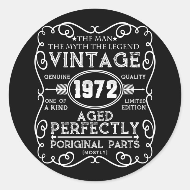 Sticker Rond Vintage 1972 (Devant)