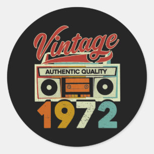 Sticker Rond Vintage 1972 Authentic Quality 1972 50th Birthday