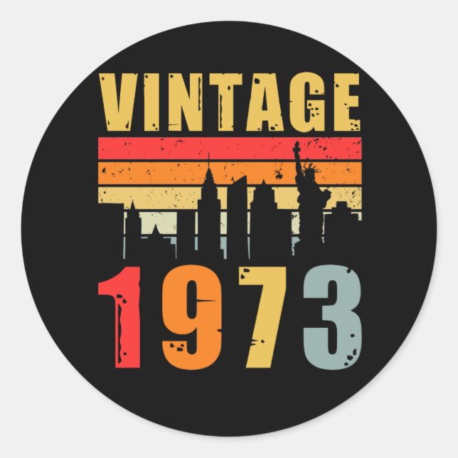 Sticker Rond Vintage 1973 Fait En 1973 (Devant)