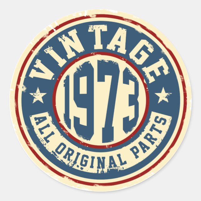 Sticker Rond Vintage 1973 Toutes les pièces d'origine (Devant)