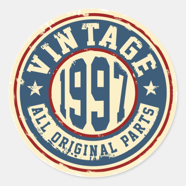 Sticker Rond Vintage 1997 Toutes les pièces d'origine (Devant)