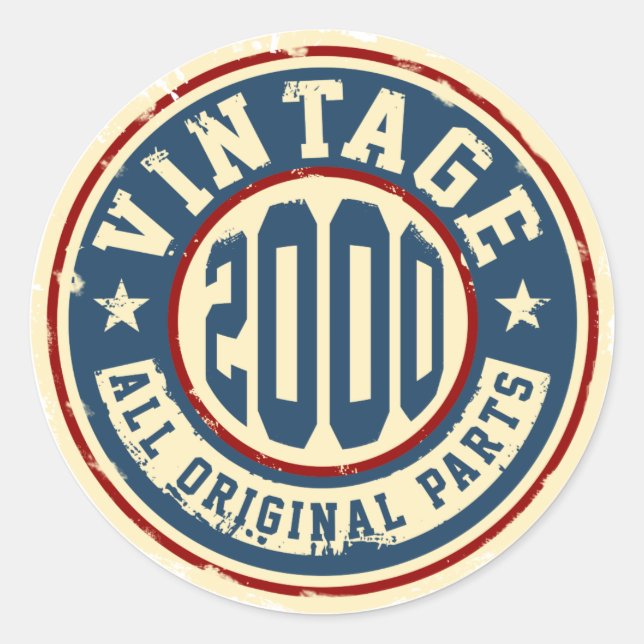Sticker Rond Vintage 2000 Toutes les pièces d'origine (Devant)
