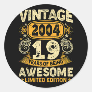 Sticker Rond Vintage 2004 19e anniversaire Edition limitée 19 a