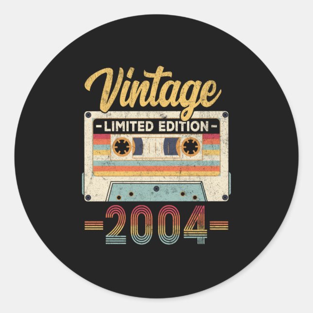 Sticker Rond Vintage 2004 Birthday Cassette Tape (Devant)