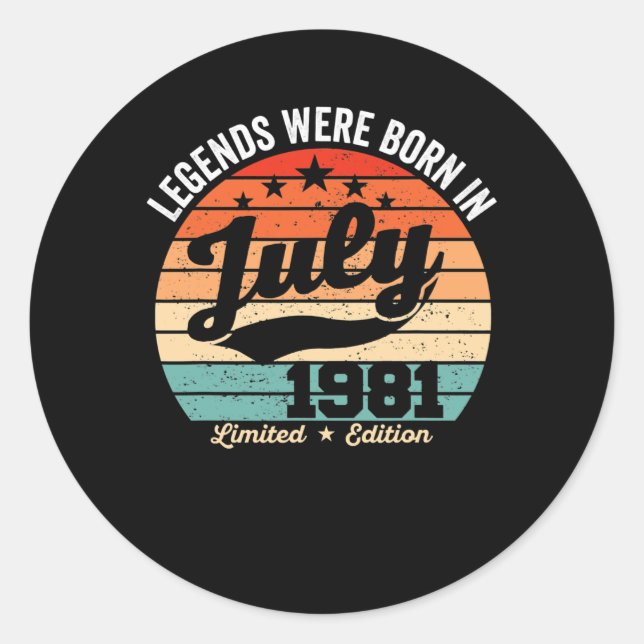 Sticker Rond Vintage 41th Birthday Legends Were Born (Devant)