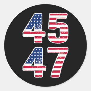Sticker Rond Vintage 45 47 Carrés Trump 2024 Cadeaux d'élection