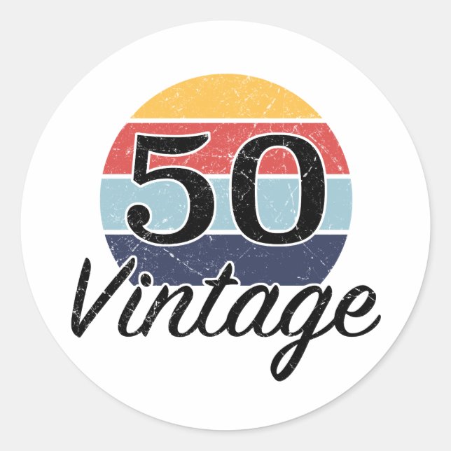 Sticker Rond Vintage 50e anniversaire coucher du soleil (Devant)