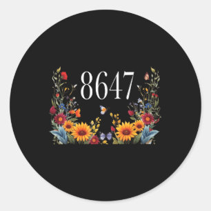 Sticker Rond Vintage 86 47 Président Fleur anti-Trump