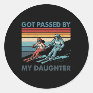 Sticker Rond Vintage a été acheté par ma fille Famille de ski d
