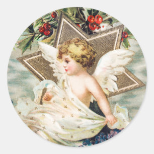 Sticker Rond Vintage A Joyous Christmastide (1908) Peinture