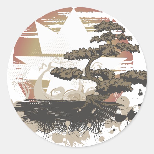 Sticker Rond Vintage A.Ok Bonsai (Devant)