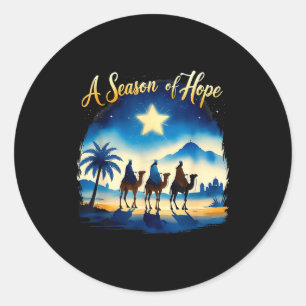 Sticker Rond Vintage A Season Of Hope Noël Jésus Foi 3 R