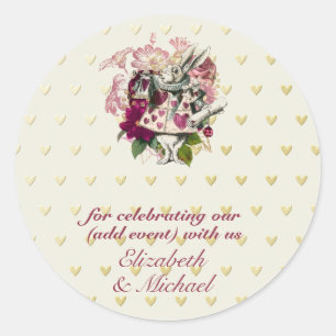 Sticker Rond Vintage Alice au Pays des merveilles Tea Party