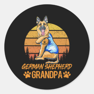 Sticker Rond Vintage allemand berger chien grand-père paw papa