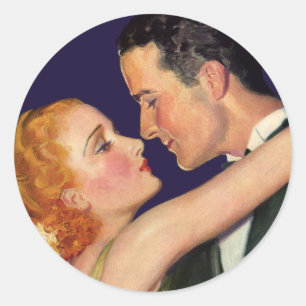 Sticker Rond Vintage Amour et Romance, Retro Hollywood Movies