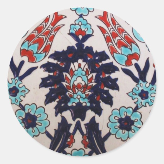 Sticker Rond VINTAGE antique ottoman tuile turque TULIP (Devant)