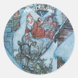 Sticker Rond Vintage Arthur Rackham voeux de Noël