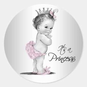Sticker Rond Vintage Baby shower de Princess
