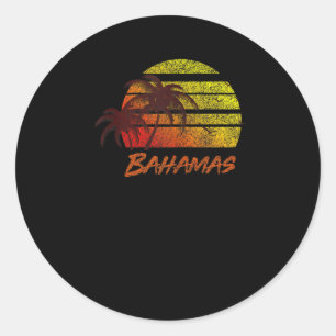 Sticker Rond Vintage Bahamas Beach Sunset, Retro Surf Tee Tank