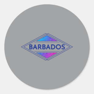 Sticker Rond Vintage Barbade Coloré Surfeur Rétro Hommes Femmes