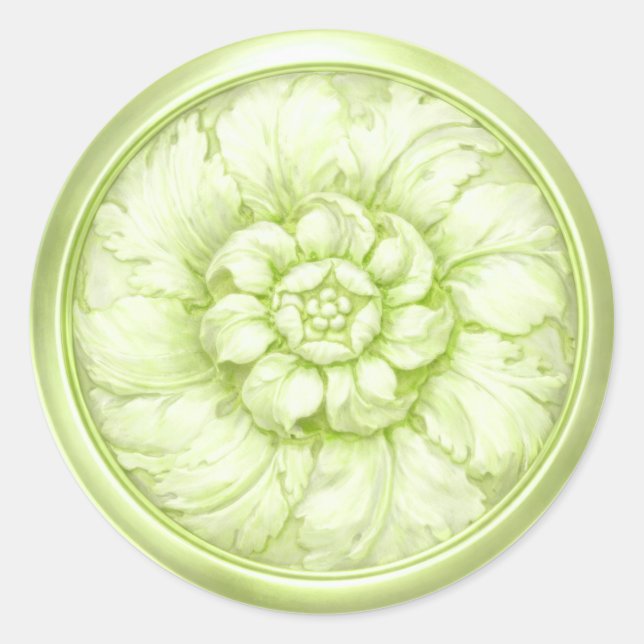 Sticker Rond Vintage Baroque Embossed Look Green 2 (Devant)
