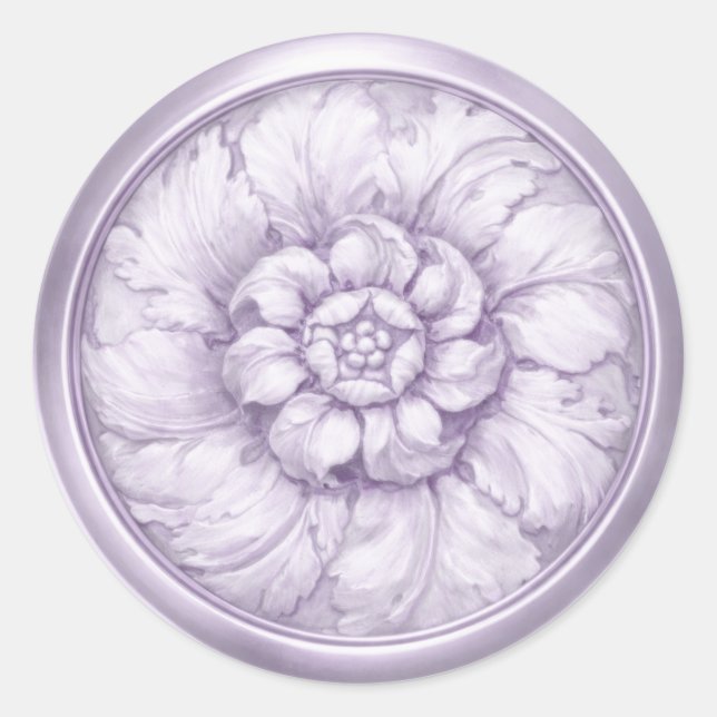 Sticker Rond Vintage Baroque Embossed Look Purple 12 (Devant)