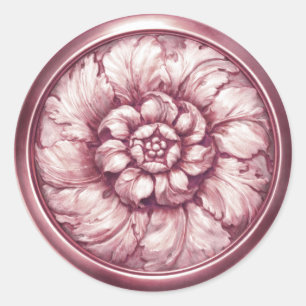 Sticker Rond Vintage Baroque Relief Lilac Rose