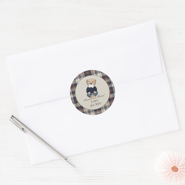 Sticker Rond Vintage Bear Baby Shower  (Enveloppe)