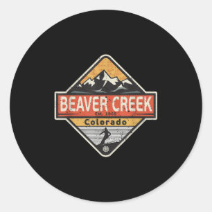 Sticker Rond Vintage Beaver Creek Colorado Snow Mountain Ski