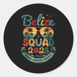Sticker Rond Vintage Belize Squad 2025 Tropical Beach Vacation