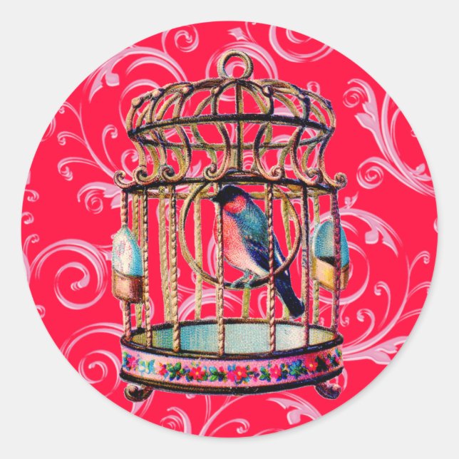 Sticker Rond Vintage Birdcage (Devant)