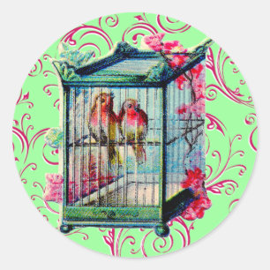 Sticker Rond Vintage Birdcage