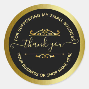 Sticker Rond Vintage Black And Gold Frame Entreprise Merci
