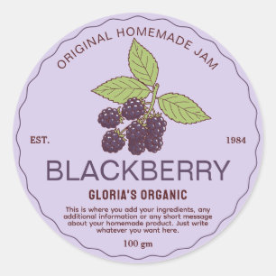 Sticker Rond Vintage Blackberry Fruit Jam produit de canne