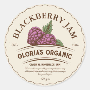 Sticker Rond Vintage Blackberry Fruit Jam Produit personnalisé