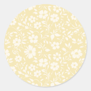 Sticker Rond Vintage Bloom Neutre - Crème Beurre