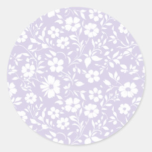 Sticker Rond Vintage Bloom Neutre - Lavande Poussiéreuse
