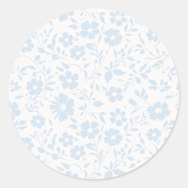 Sticker Rond Vintage Bloom Poudre Bleue - Neutre (Devant)