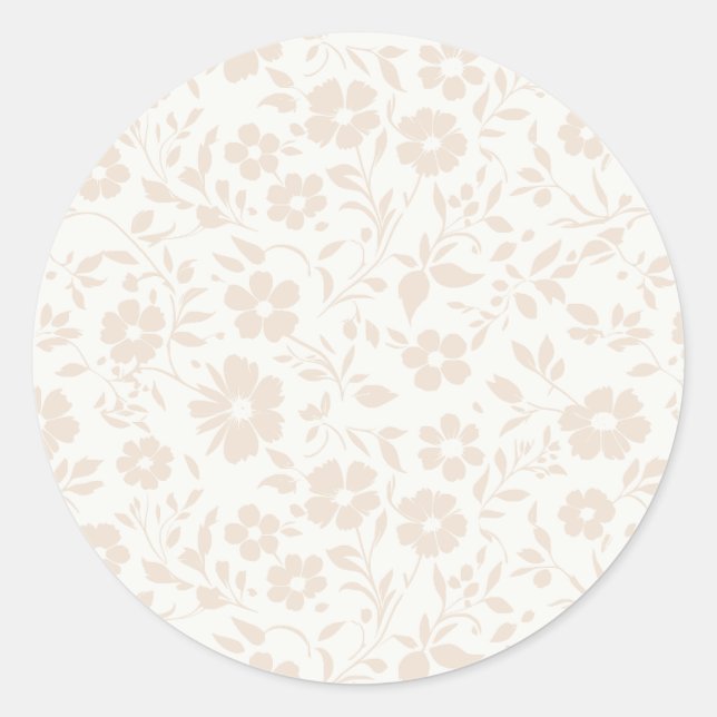 Sticker Rond Vintage Bloom Soft Linen - Neutral (Devant)