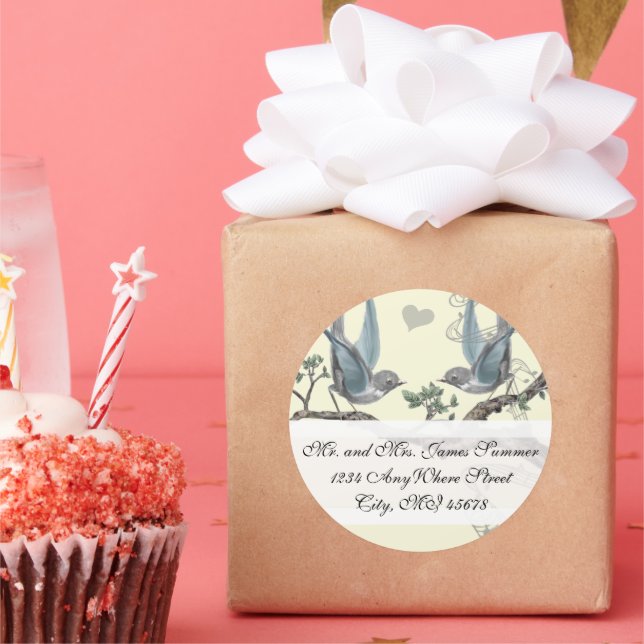 Sticker Rond Vintage Bluebird Mariage Adresse de retour (Fête)