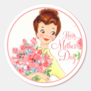 Sticker Rond Vintage Bonne Fête des Mères