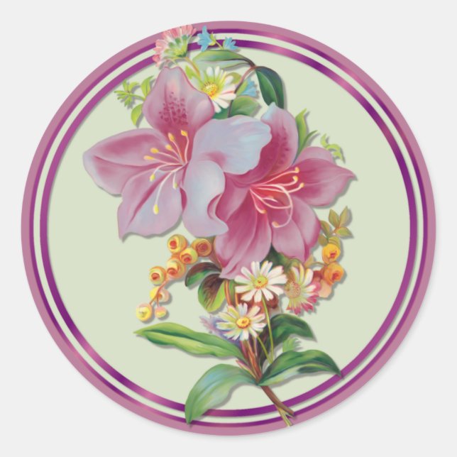 Sticker Rond Vintage Bouquet (Devant)