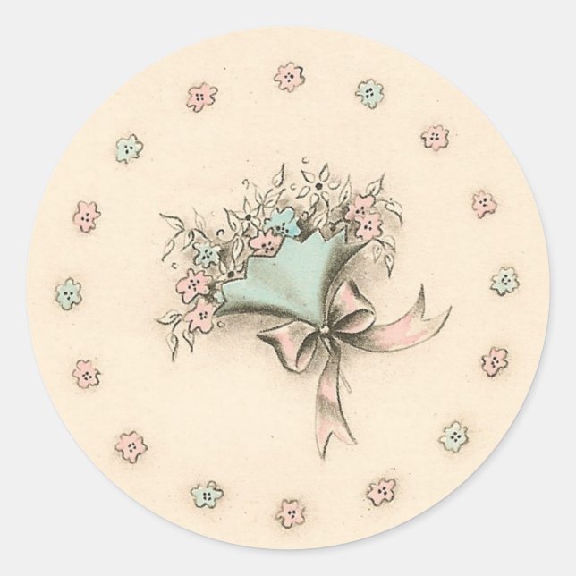 Sticker Rond Vintage Bouquet (Devant)