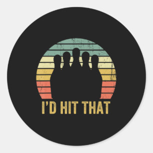 Sticker Rond Vintage Bowl Team Fun Retro Bowler Sport Bowl