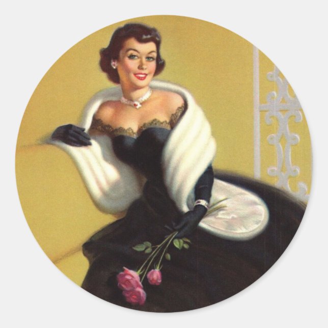 Sticker Rond Vintage broche Retro (Devant)