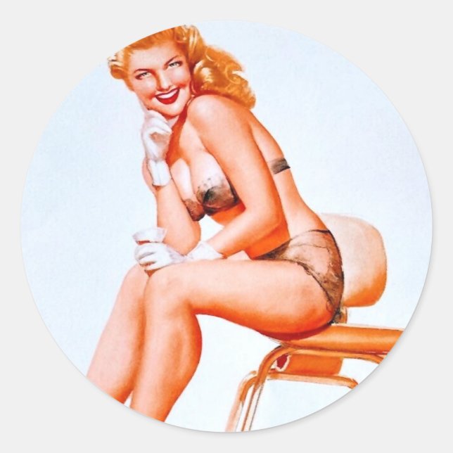 Sticker Rond Vintage broche Retro (Devant)