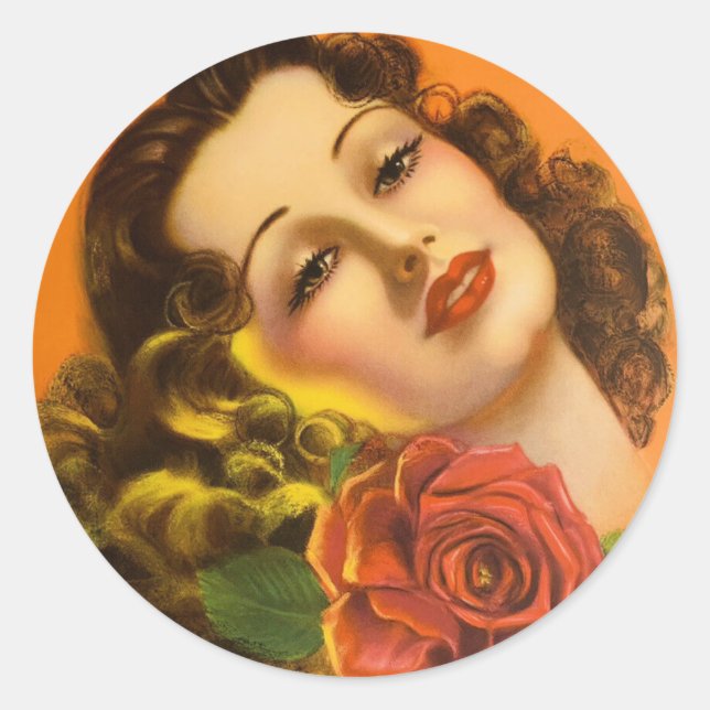 Sticker Rond Vintage broche Retro (Devant)