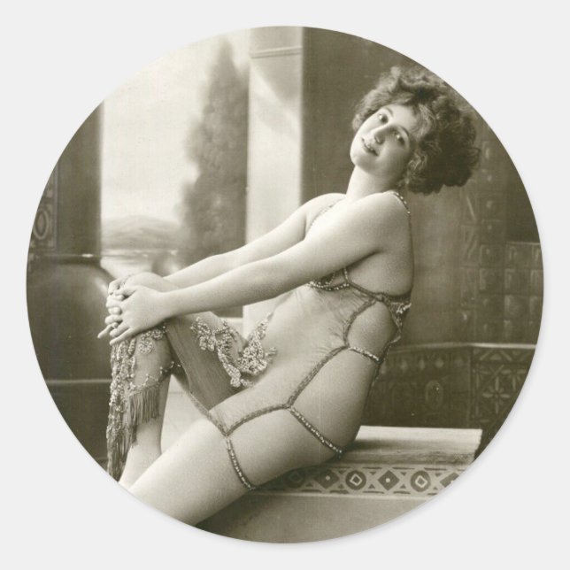 Sticker Rond Vintage broche Retro (Devant)