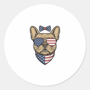 Sticker Rond Vintage Bulldog français patriotique Art vectoriel